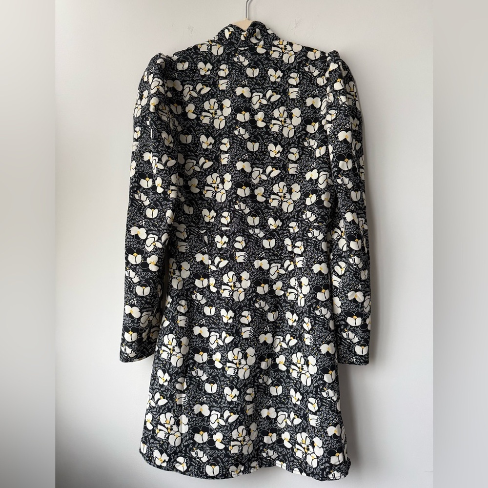 Topshop Tie Neck Floral Print Long Sleeve Mini Dress - Size 6 - Picture 4 of 8